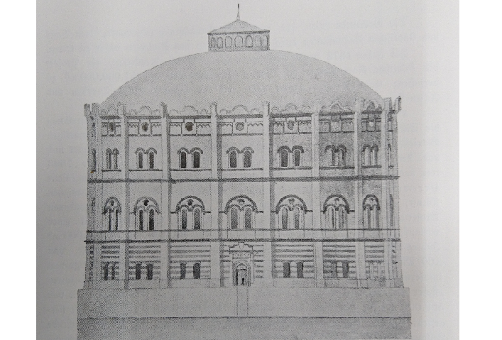 Bild der Gasometer Simmering in Bau. Blick auf das Ofenhaus 1901.