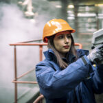 Tahira beim Temperatur-Messen des Drehofens