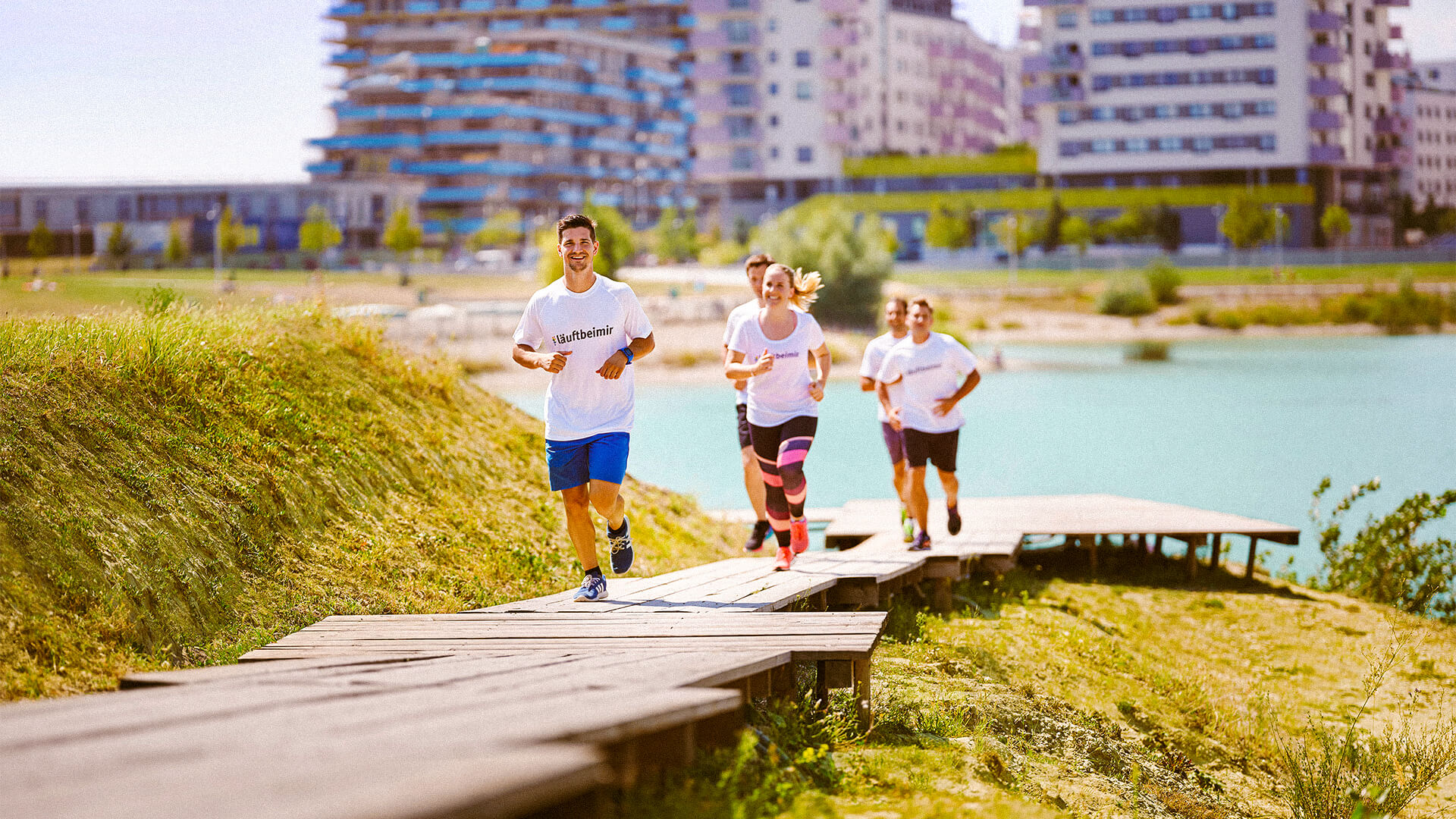 Läufer*innen in der Seestadt Aspern in Wien