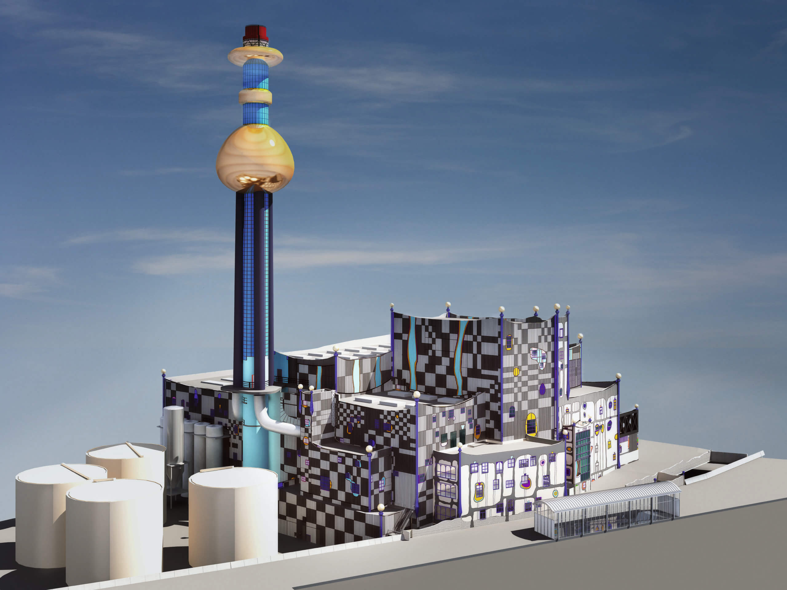 3D Modell der Abfallverwertungsanlage Spittelau.