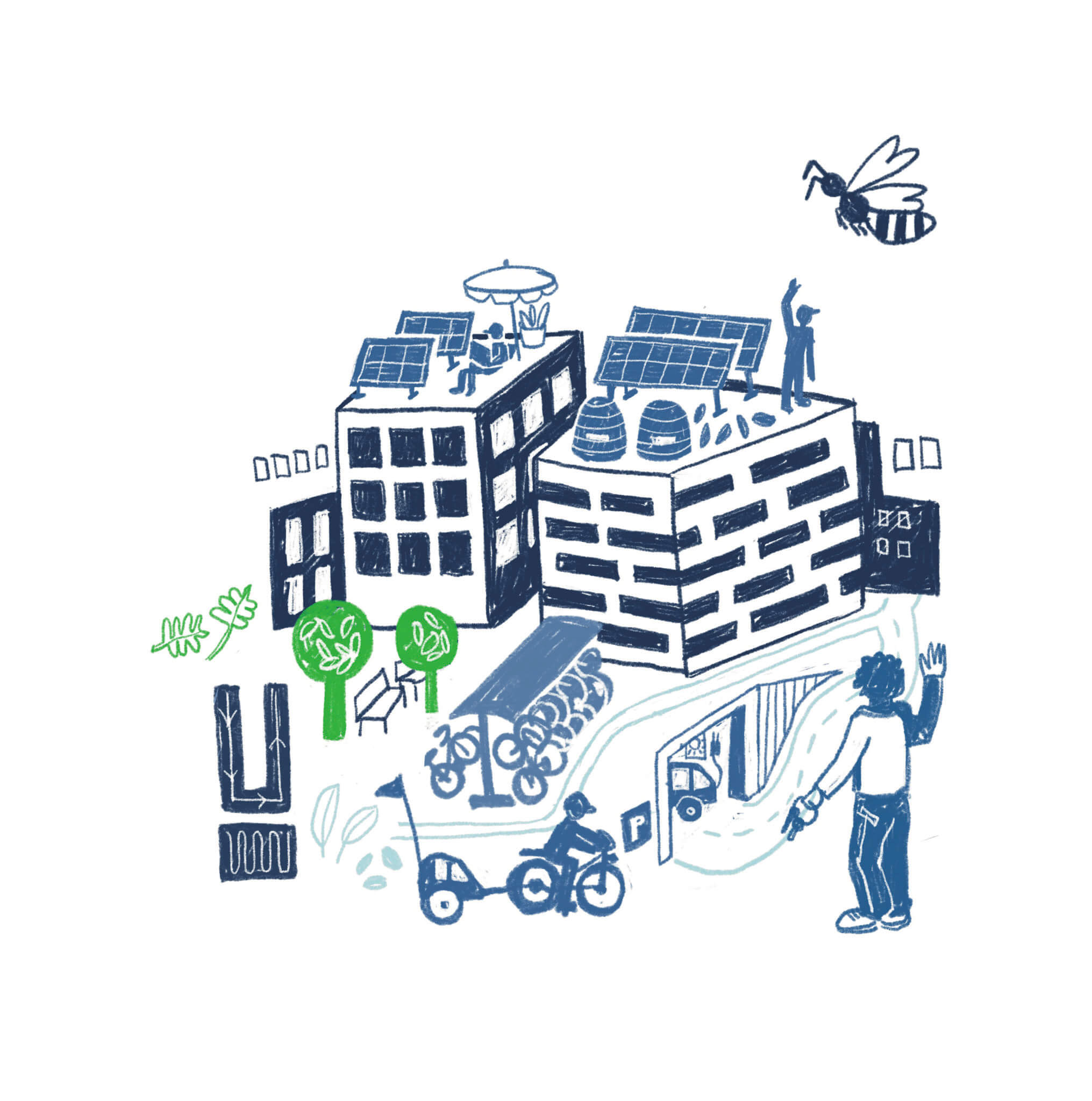 Nachhaltige und innovative Quartiere in Wien. Grafische Darstellung Village im Dritten.