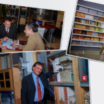 Collage aus drei Geschäftstreffen in unterschiedlichen Umgebungen, in denen verschiedene Gruppen von Menschen Strategien diskutieren. Andreas Hudecek ist prominent vertreten und leitet die Gespräche mit Einsicht und Fachwissen.