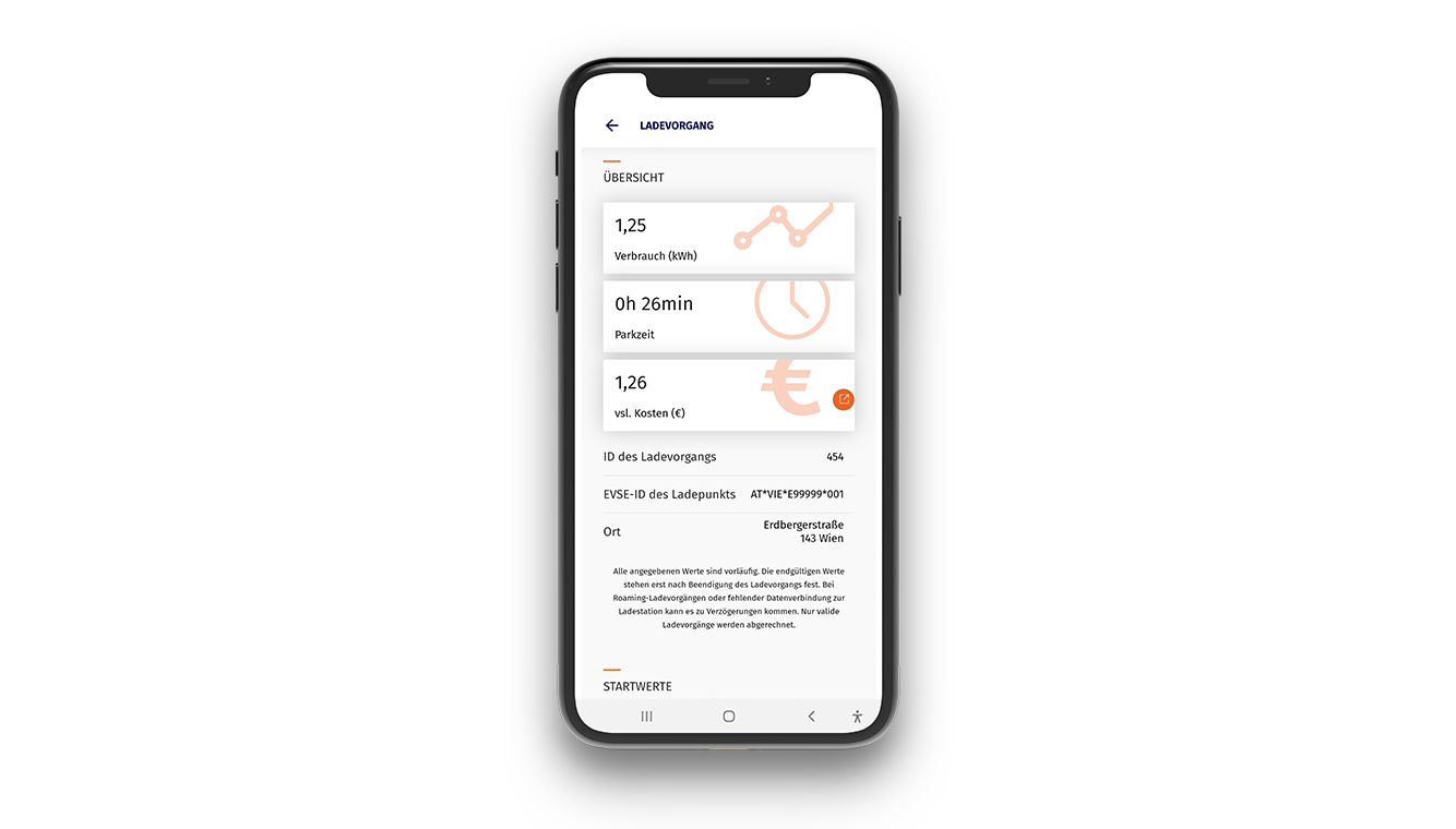 Mockup eines Handys mit Ansicht der Tanke-App und der Übersicht des Ladevorgangs