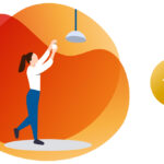 Grafik einer Frau die eine Glühbirne wechselt