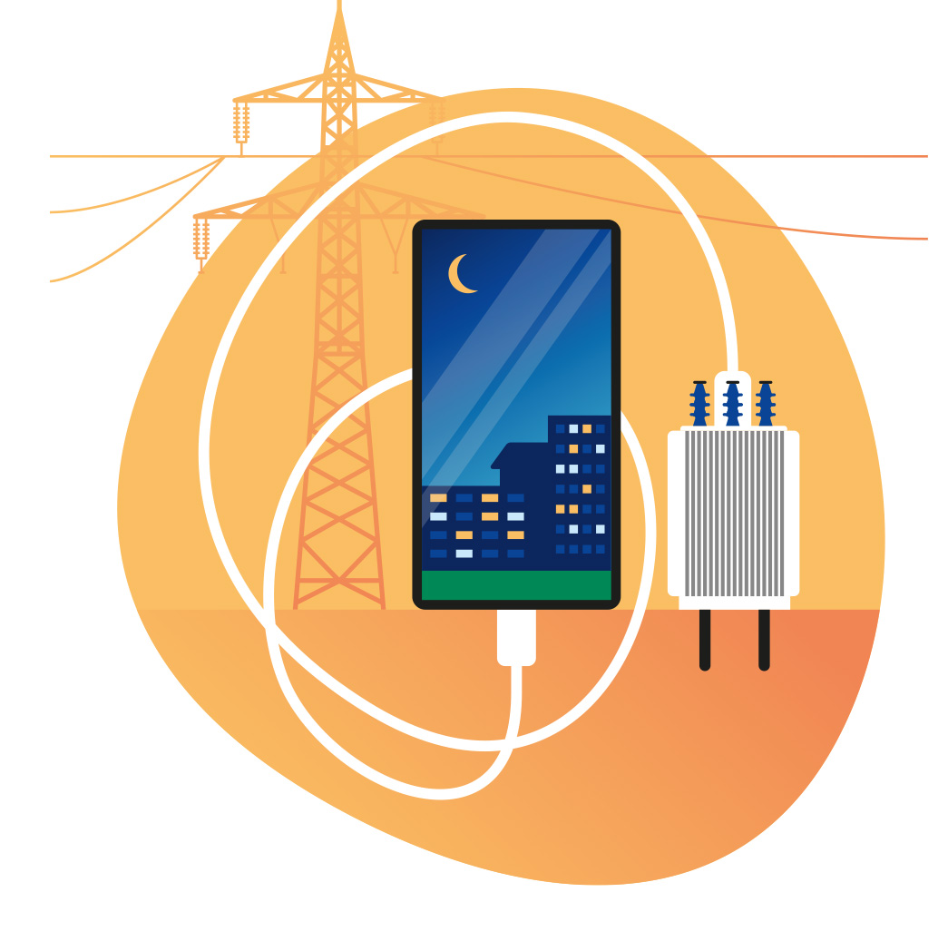 Grafik: Ein Handyladekabel funktioniert wie ein Trafo