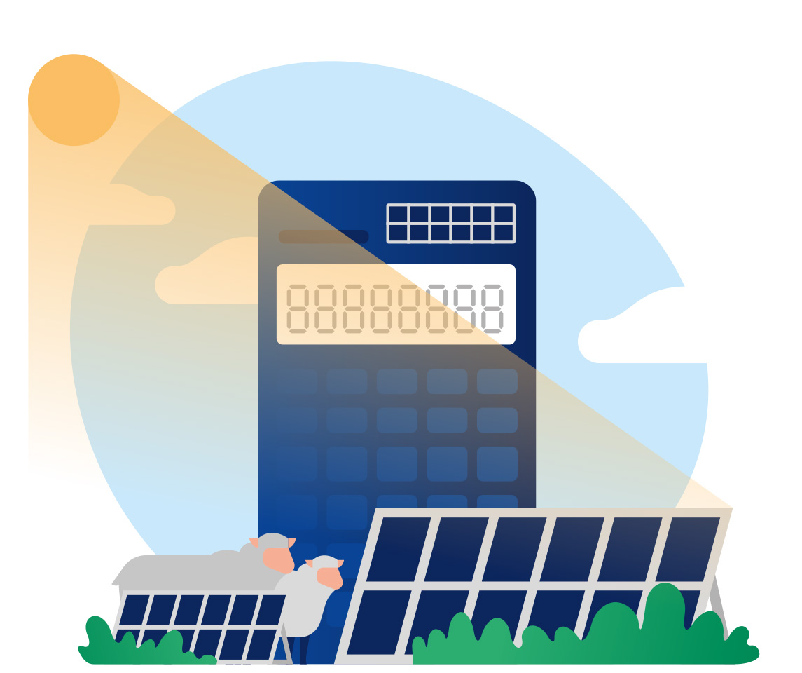 Grafik: Ein Solartaschenrechner funktioniert wie eine Solaranlage