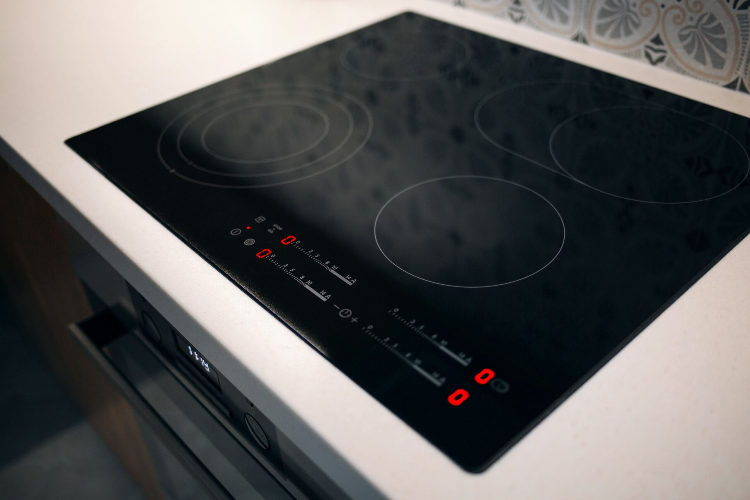 Ansicht von oben: Eingeschalteter Herdes.