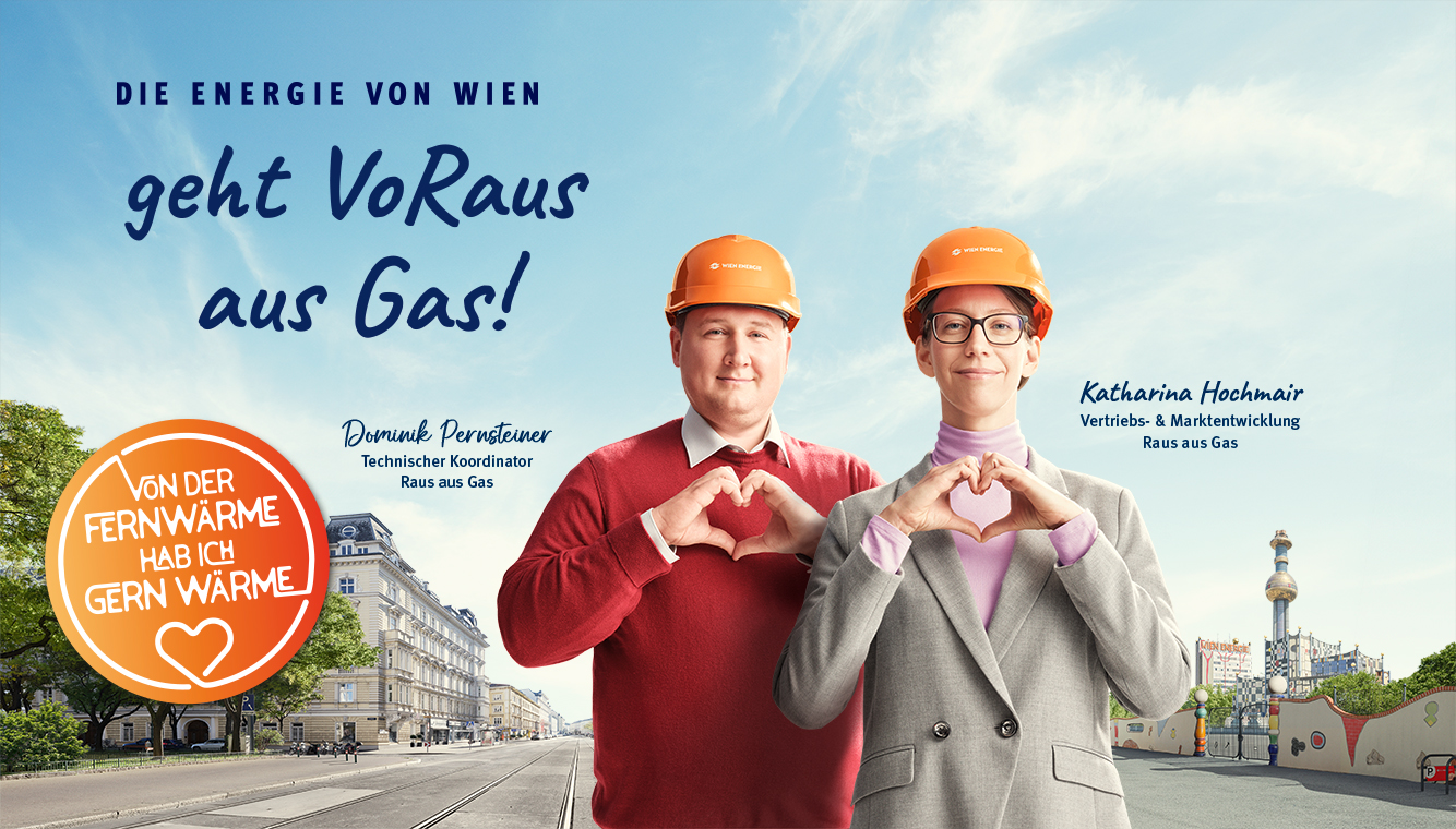 Dominik Pernsteiner, Technischer Koordinator Raus aus Gas und Katharina Hochmair Vertriebs- &amp; Marktentwicklung Raus aus Gas