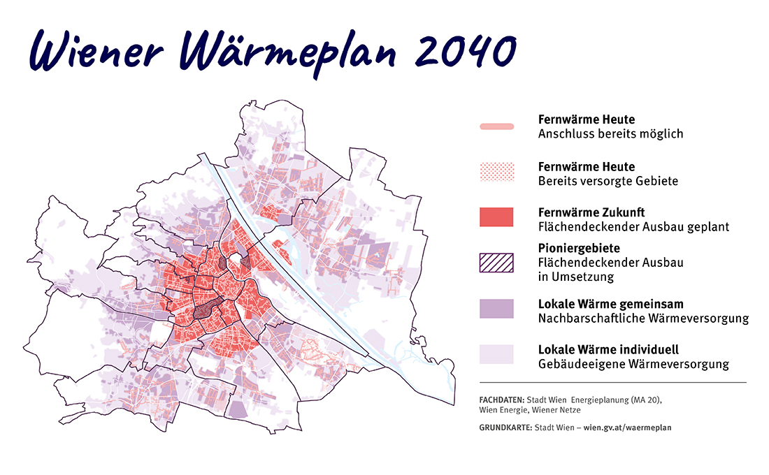 Wiener Wärmeplan 2040 Kartenansicht